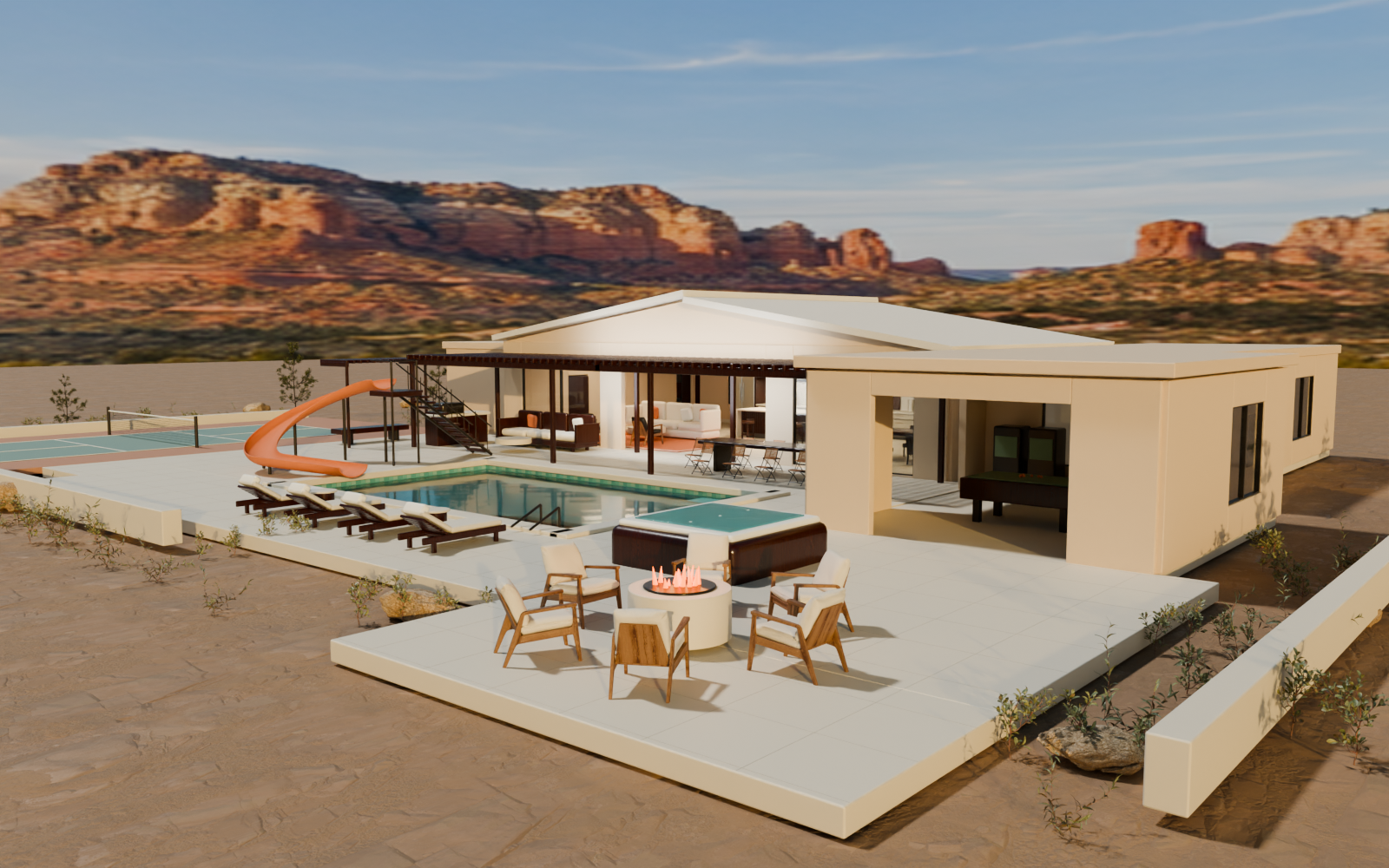 The shared pool courtyard